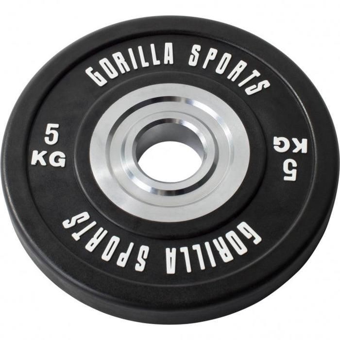 Gorilla Sports - 1 x Disque Bumper en caoutchouc renforcé Pros de 5 kg