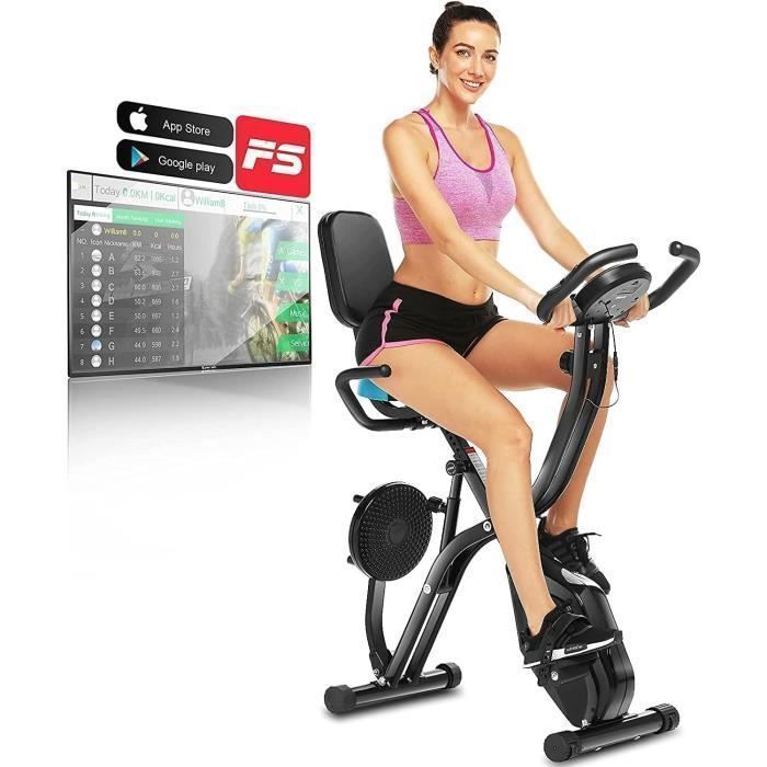 Vélo d'Appartement Max150KG Vélo Biking Cardio Ultra-Silencieux+Écran LCD+Résistance/Hauteur Réglable+Fréquence Cardiaque-Noir-HEKA