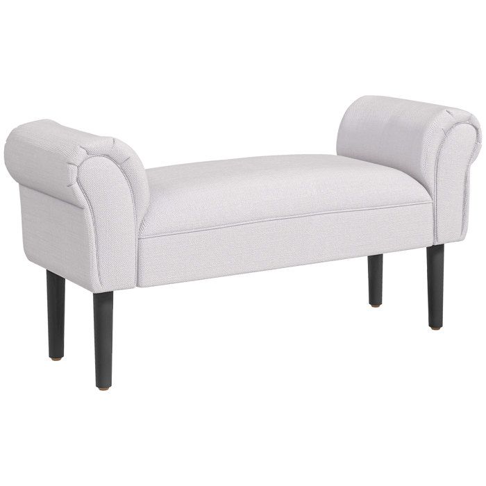 Banc banquette design contemporain accoudoirs courbés grand confort 102L x 31l x 51H cm gris clair neuf 35GY