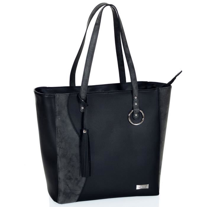 LCP Kids Sac à Langer Faux Cuir de Grande Capacite Imperméable MILANO IMPERIAL, Noir 1.0