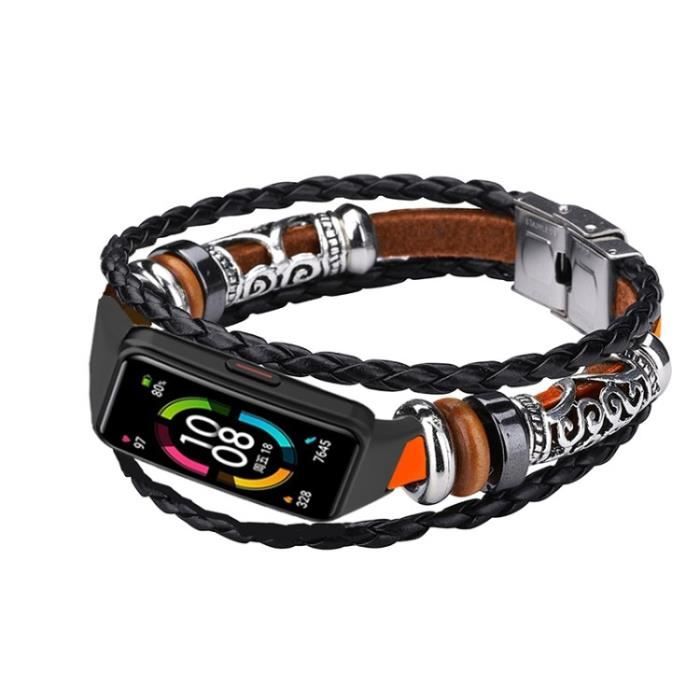 Connecteur De Bracelet Pour Huawei Band 6 - Honor Band 6 Ethnique Perlé Remplacement De La Montre Bracelet Retro Bracelet,Marron