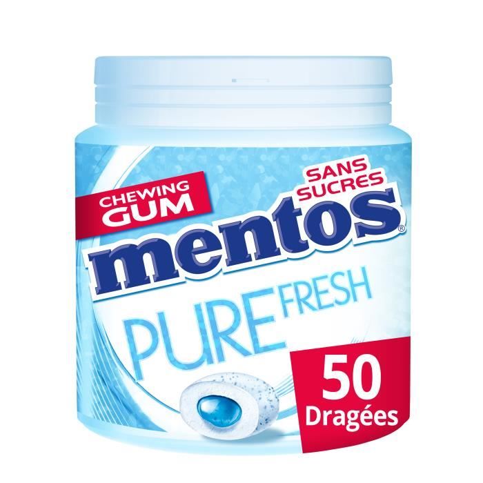 MENTOS GUM PURE FRESH Bottle de 50 dragées sans sucres - Menthe douce