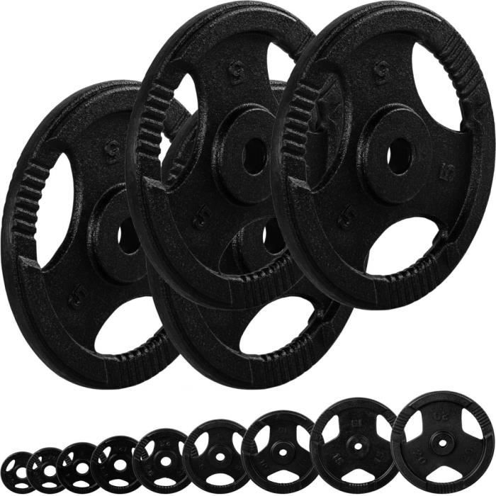 MOVIT® Poids en fonte grip - Lot 4x5 kg - diamètre d'alésage 31 mm – noir