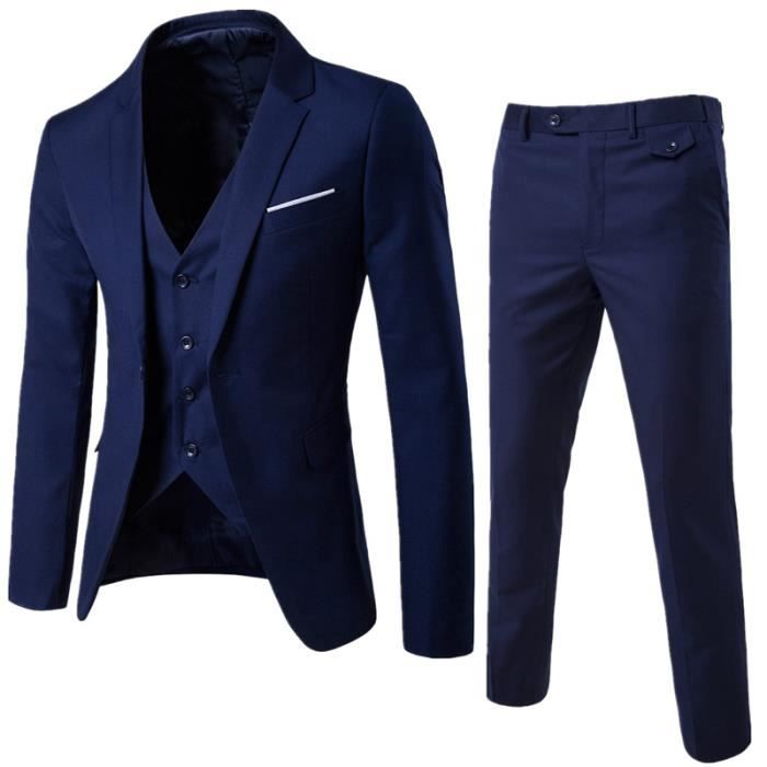 Veste Homme Veste décontracté Veste Trois pièces Veste Hommes Vêtement Masculin (Veste+Pantalon+Gilet)
