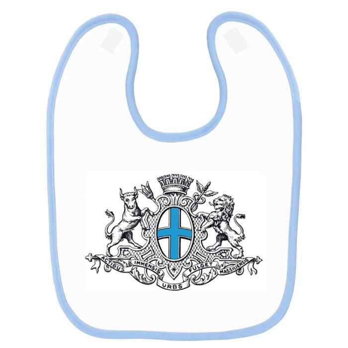 Bavoir bébé imprimé marseille blason bleu