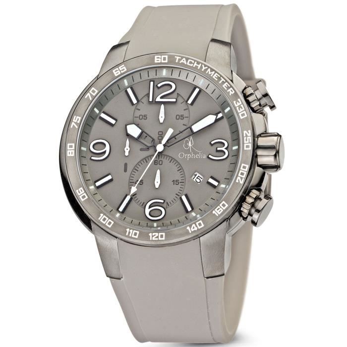 ORPHELIA - Montre Homme - Quartz Analogique - Bracelet Silicone Gris - 132-6908-88