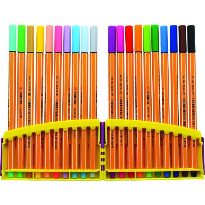 STABILO Colorparade 20 stylos-feutres Point 88 - dont 10 pastel