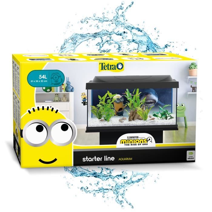 TETRA Aquarium Minions 54L - Kit complet (Livré avec 1 figurine Minion, une affiche de fond et un jeu d'autocollants)