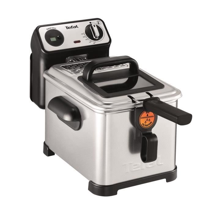 TEFAL FR511170 Filtra Pro Friteuse semi-professionnelle Inox&Design, 2400 W, 3 L (jusqu'à 4 p), Filtre breveté, Thermostat réglabl