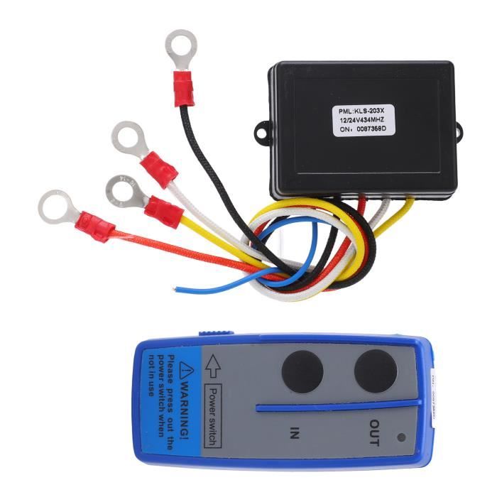 VBESTLIFE Commutateur de télécommande de treuil Kit de télécommande de treuil sans fil 434MHZ récepteur 12V 24V interrupteur