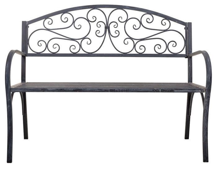banc d'assise,banquette rectangulaire en métal coloris noir - longueur 123 x profondeur 53 x hauteur 91 cm