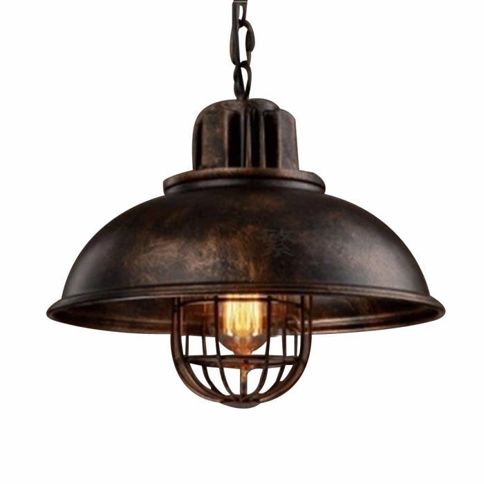 Pendentif Luminaire Industriel Vintage émail Gris #3 - Occasion, Ampérage 3A