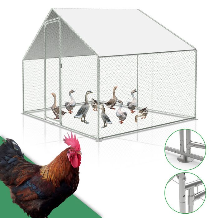 Meilleurs prix pour Riossad Enclos poulailler 3x2x2 m Toit étanche et résistant au soleil acier galvanisé pour cultiver et animaux 6m² POULAILLER