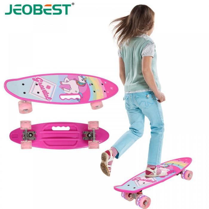 MUL-BOUTIQUE Skateboard Enfant Licorne Silencieux – Roues PU Lumineuses, 6 Ans+
