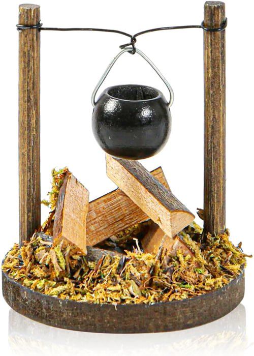 Mini Feu De Camp LED Pour Maison De Poupée – Décoration Noël, Scènes Miniature – Avec 2 Bûches En Bois Simulé