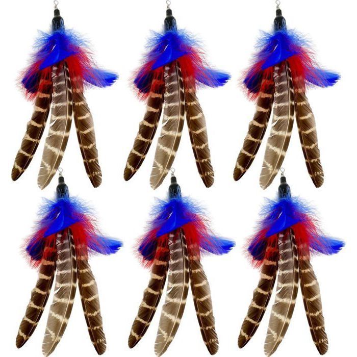 Recharges de jouets en plumes Remplacement de baguette pour chat 6 pièces Recharges de plumes doiseau naturelles faites (A)