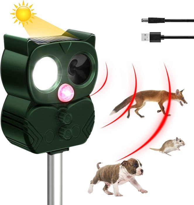 Répulsif Chat Ultrason Solaire Avec Détecteur De Mouvement - Étanche Anti Chats Chiens Lapins Rats - Protection Jardin