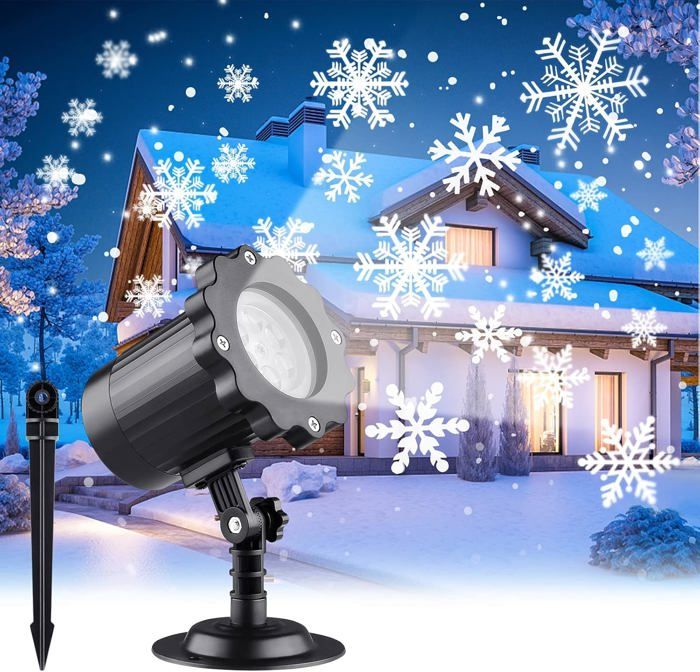 Projecteur Noël Lampe LED Éclairage De Nuit Dynamique Blanc Projecteur Noel Exterieur Angle Réglable sur 180° Étanchéité IP65