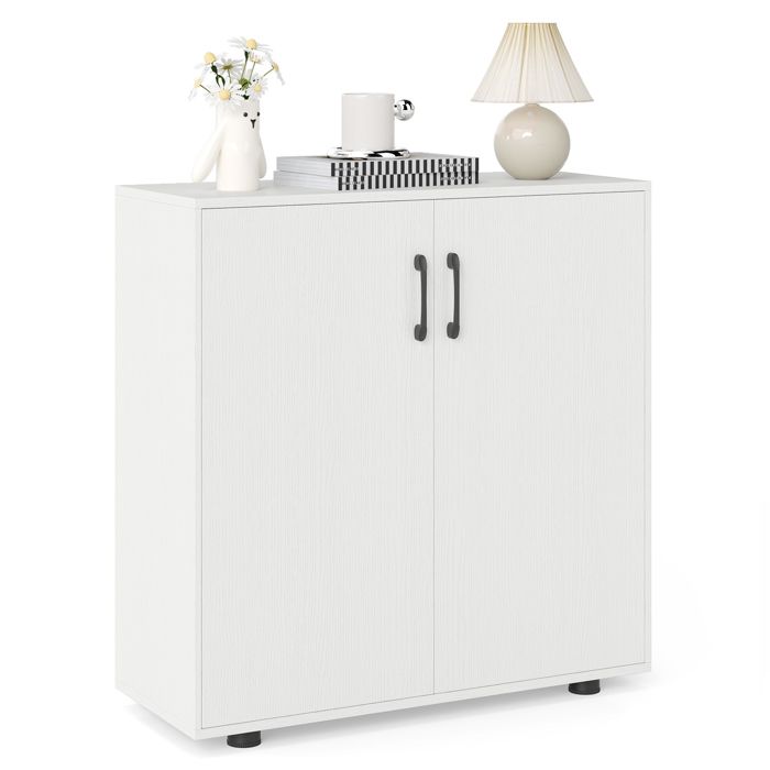 COSTWAY Armoire de Rangement à 2 Portes avec Étagère Ajustable Rangement pour Chaussures pour Cuisine Salon Entrée Blanc COSTWAY Armoire de Rangement à 2 Portes avec Étagère Ajustable Rangement pour Chaussures pour Cuisine Salon Entrée Blanc
