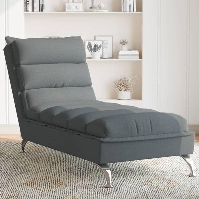 vidaXL Chaise longue avec coussins gris foncé tissu chaise de canapé longue chaise longue de chambre chaise de canapé 379469