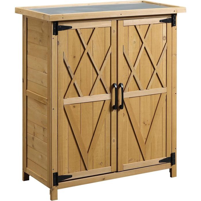 Abri De Jardin En Bois HOMASIS 140x50x162 Cm – Cabane à Outils Avec étagères, Toit Incliné étanche Et Portes Verrouillables
