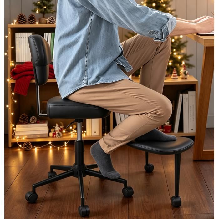 Chaise de Bureau Ergonomique pour Adultes avec Roulettes - Chaise Croisée avec Support Lombaire et Réglage de Hauteur pour TDAH