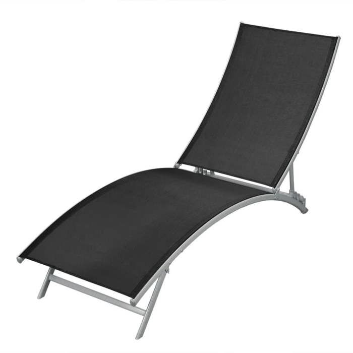 Chaise Longue Pliante Jardin - Dossier 6 Positions, Textilène - 185x54,5 Cm - Pour Terrasse, Plage, Camping
