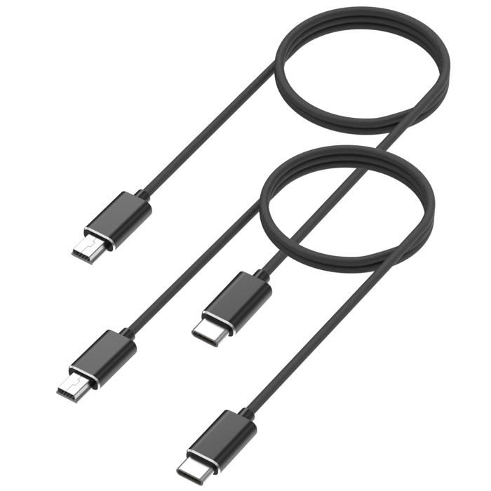 Lot cables pour Nikon Coolpix  L30/L31/L310/L32/L320/L330/L340/L4/L5/L6/L610/L620 Cable MINI USB/USB-C  Noir Mètre Phonillico®