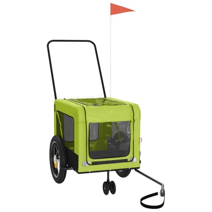 Remorque de bicyclette VENTE-FLASH - Remorque de vélo - pour animaux de compagnie vert et noir @63582160