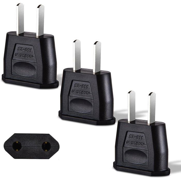 Adaptateurs De Voyage Europe Vers USA - Lot De 6, 125-250V 6A, Compact, Pour États-Unis, Canada, Mexique, Japon, Chine