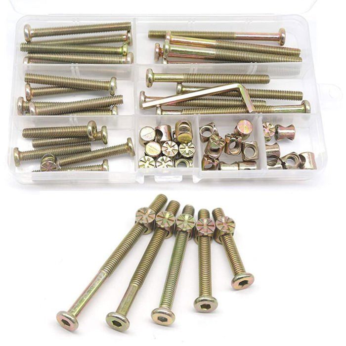 Kit vis écrous cadre lit pièces berceau jeu 25 vis M6-1x40-80mm kit meuble