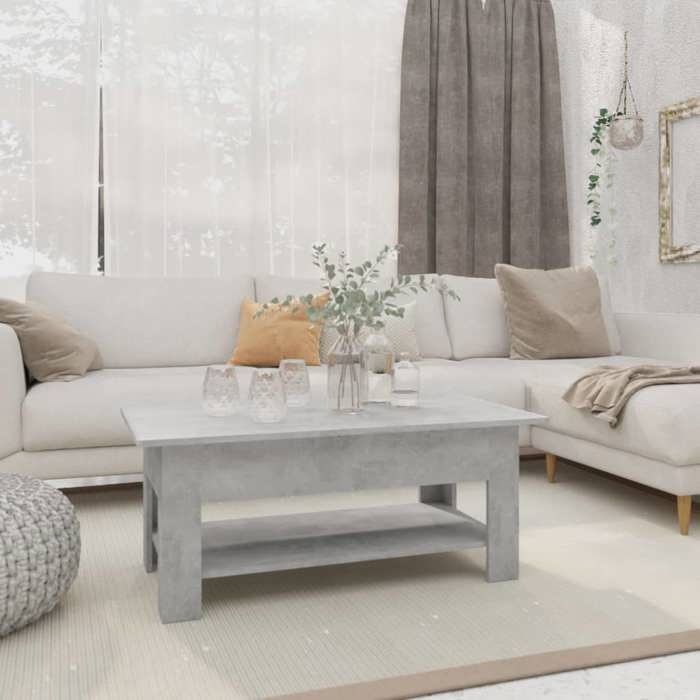 PromoTable de Salon LMT - Table basse Gris béton Table basse gris béton 102x55x42cm - Bois dingénierie ABHT 5013064