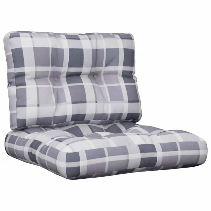 Coussins de palette - vidaXL - Lot de 2 - Motif à carreaux gris - 50x50x12 cm - 50x40x12 cm - Imperméable