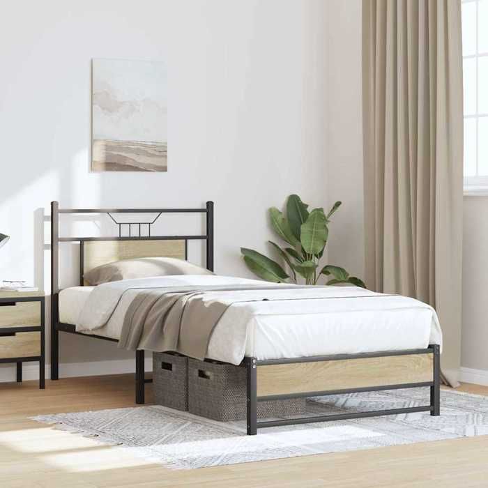 BURKE* Lit simple 75x190 cm Structure de lit classique sans matelas chêne sonoma 75x190 cm - LL6802