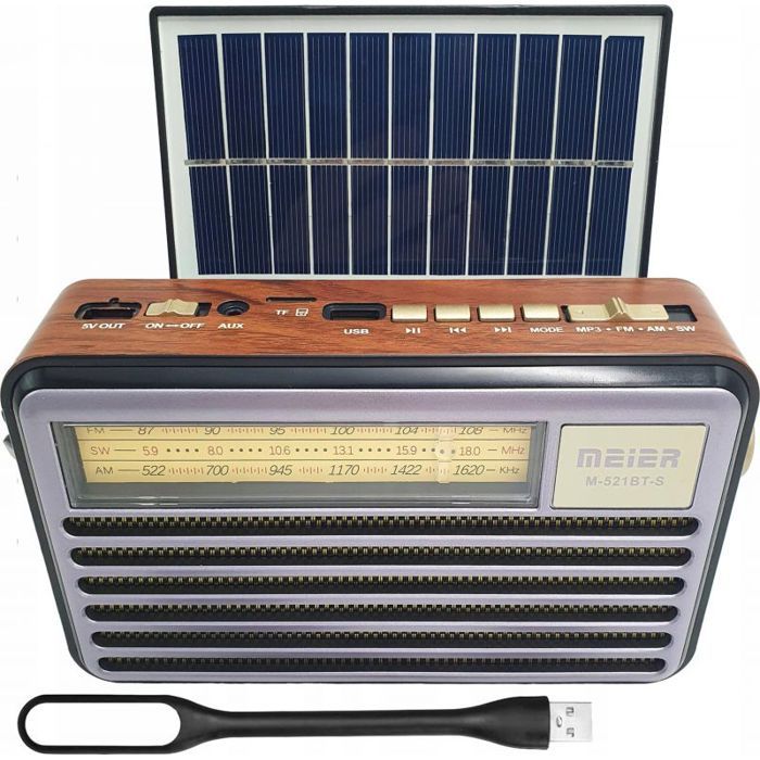 Vega - 35105 - Radio LIWA RÃTRO PORTABLE AVEC PANNEAU SOLAIRE FM BLUETOOTH USB SD AUX LAMPE USB LX521BTS>