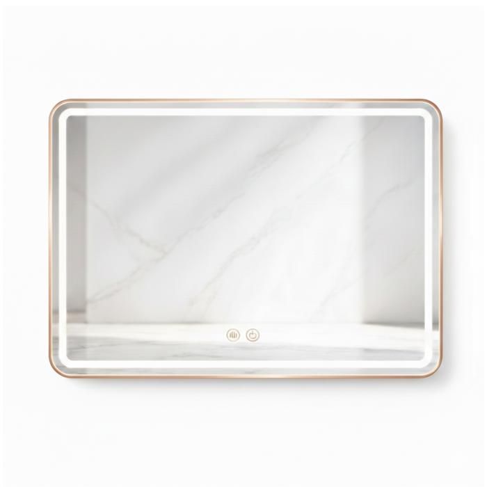 Miroir LED rectangulaire - OTITEC - 80x60 cm - Or rose - Double éclairage LED - Trois températures de lumière Miroir LED rectangulaire - OTITEC - 80x60 cm - Or rose - Double éclairage LED - Trois températures de lumière