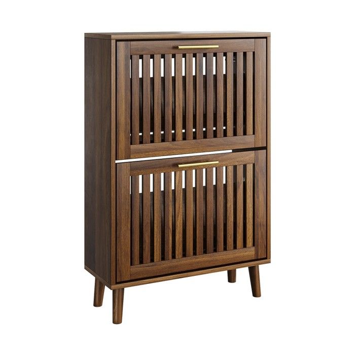 Meuble À Chaussures En Bois De Noyer 60x24x93cm Style Médiéval-moderne 2 Tiroirs Abattants Autoportant Pour Entrée Et Couloir Meuble À Chaussures En Bois De Noyer 60x24x93cm Style Médiéval-moderne 2 Tiroirs Abattants Autoportant Pour Entrée Et Couloir
