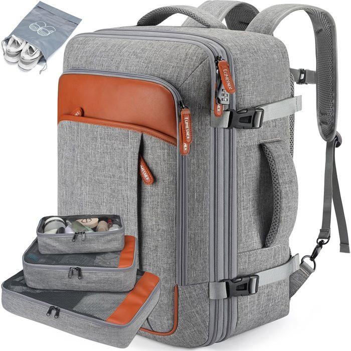 Sac à Dos Durable 42L Sac à dos Multi-Function Cartable Epaule Militaire Bandoulière Voyage Rétro Tissu Oxford - Gris