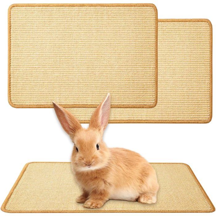 Lot 2 tapis griffoir sisal 33 5×23 5 cm réutilisables pour lapins chats et petits animaux