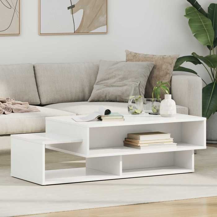 Table de Canapé Magnifique - Blanc Table basse - Pour Salon chambre - Blanc 105x50x32 5cm - bois dingénierie CL3273296