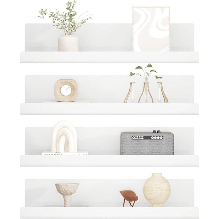 Etagere Murale sans Percage Lot de Bnc Acrylique Étagère Murale pour Livres et PhotosÉtagère sans Bnc(4pc)