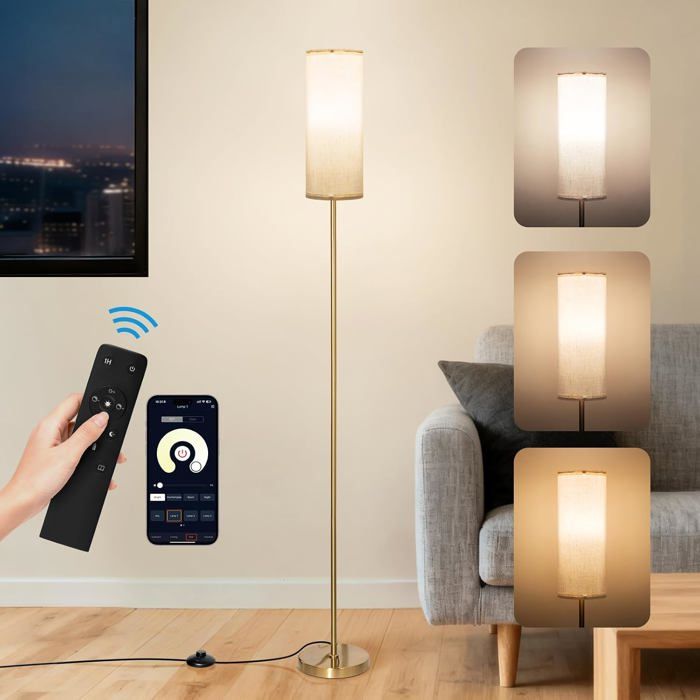 Lampadaire Sur Pied Salon: Lampe Sur Pied Avec Télécommande& Contrôle Par App Lampe Mable Avec Une Ampoule3 Températures D[LL589]