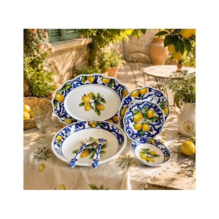 Service de Table en Mélamine Complet 22 Pièces Collection Dolce Vita  Haute Qualité Citron Bleu  service complet pour 6 personnes