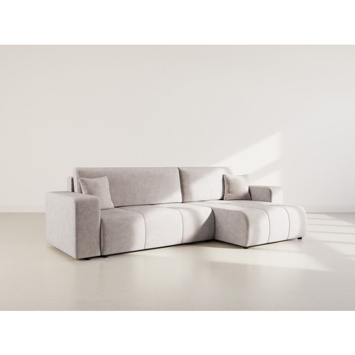 Nicole - Canapé dangle réversible 5 places convertible avec coffre en tissu - Gris clair Nicole - Canapé dangle réversible 5 places convertible avec coffre en tissu - Gris clair