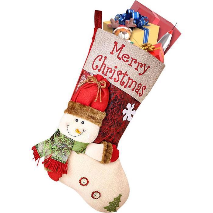 100 Chaussette de Noël 3D 29x47 cm pour cadeaux bonbons et cheminée