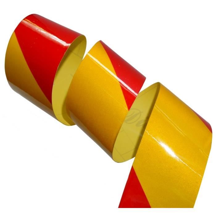 Aerzetix: C12457 4.5m 5cm Bande rouge-jaune adhésive de marquage ...