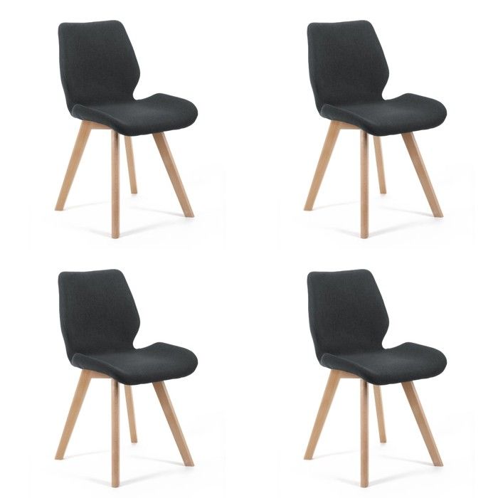 Lot de 4 chaises de salle à manger en tissu AKORD SJ.0159 Noir