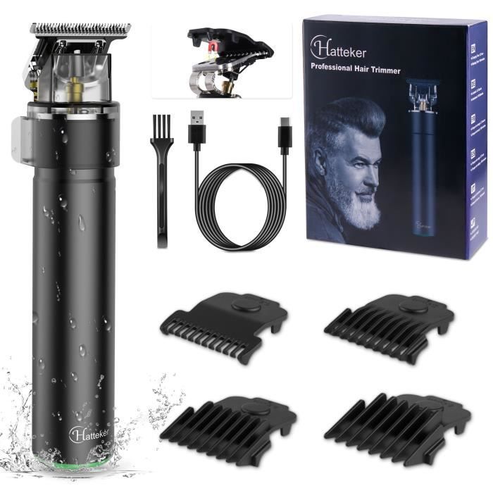 Tondeuse Cheveux et Barbe HATTEKER - Sans Fil - Précision - Etanche - Noir