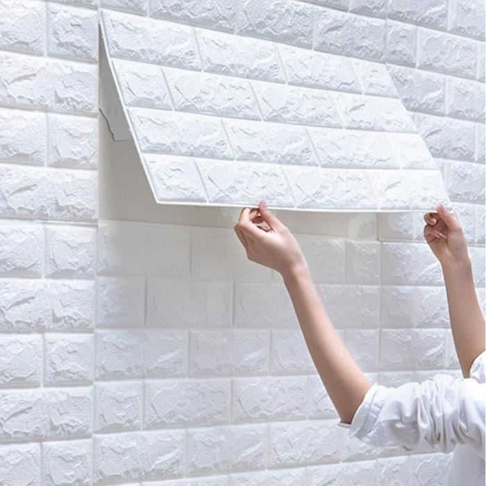 Stickers Carrelage Brique - 12 Pièces 15x30 Cm, Vinyle Blanc, Adhésif Lavable, Pour Cuisine/salle De Bains