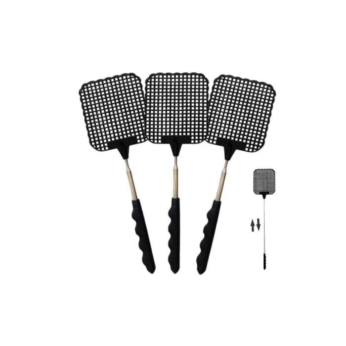 8 Tapettes à Mouches Télescopiques - Longueur Réglable 27,5 à 72 Cm, Manche Acier Inox
